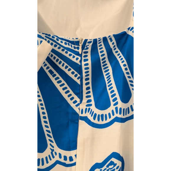 Women's Unbranded White & Blue Shell Print Maxi Dress M - Picture 9 of 11